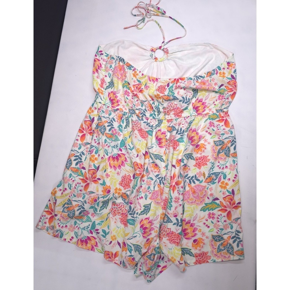 Old Navy XXL Floral Halter Neck Romper with Ring Detail Elastic Waist Multicolor - Picture 15 of 16